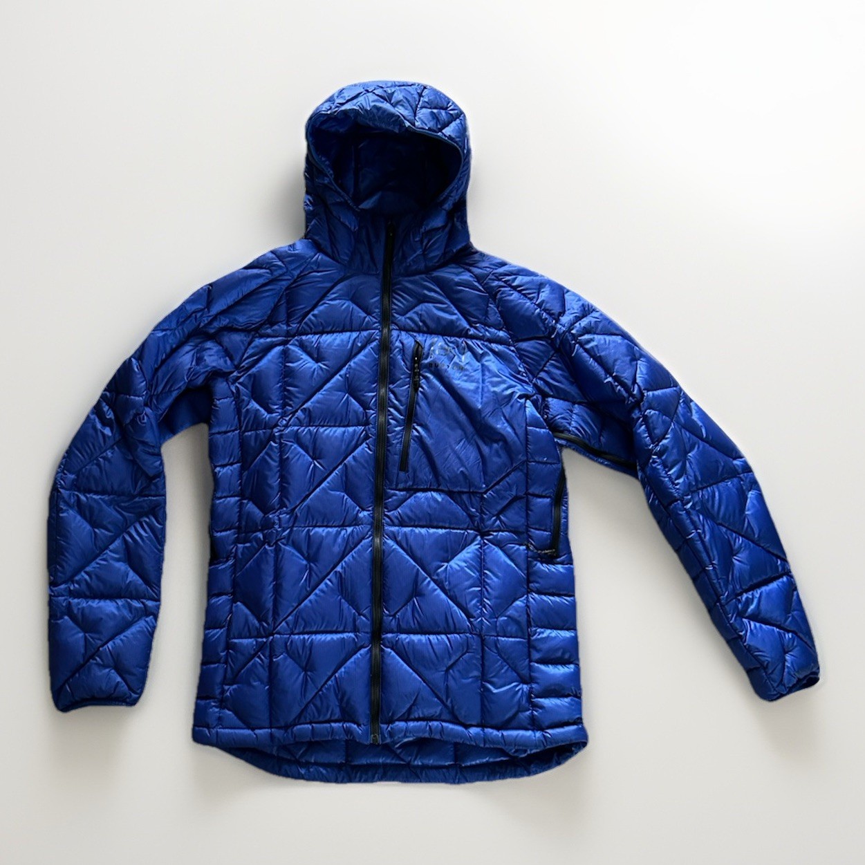 Burton AK Men's Hooded Quilted Puffer Jacket Blue Mid-Length Lightweight Outdoor