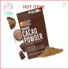 BetterBody Foods Organic Cacao Powder, Rich Chocolate Flavor, Non-GMO, Gluten-Fr