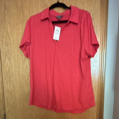 Style & Co. Women's Pink Knit Polo Top 2XL Short Sleeve Collared Pullover