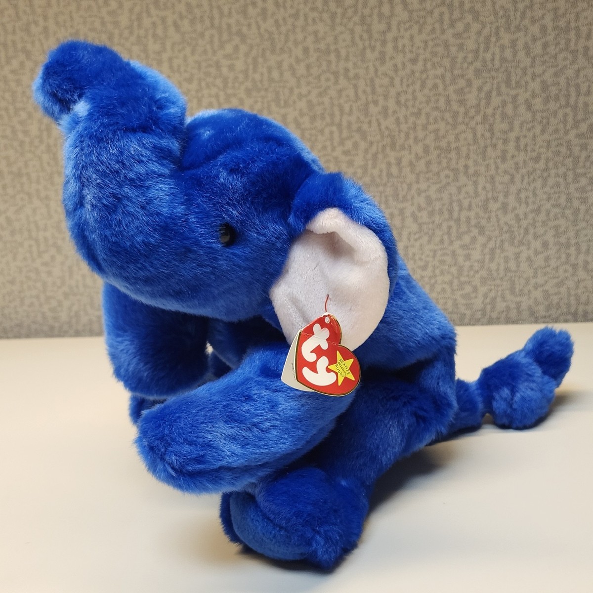 Peanut the Elephant Royal Blue 1998 Ty Beanie Baby Buddies Rare Large Plush  Tag