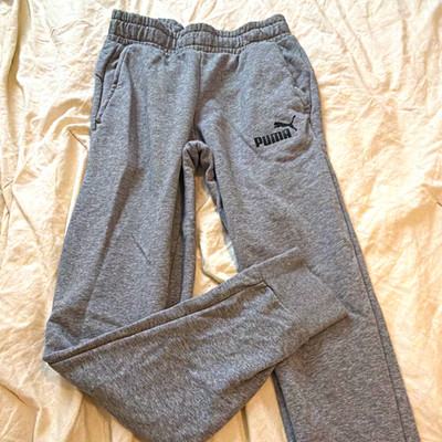 PUMA Women s Gray Jogger Pants S Drawstring Elastic Waist Pockets Cuffed