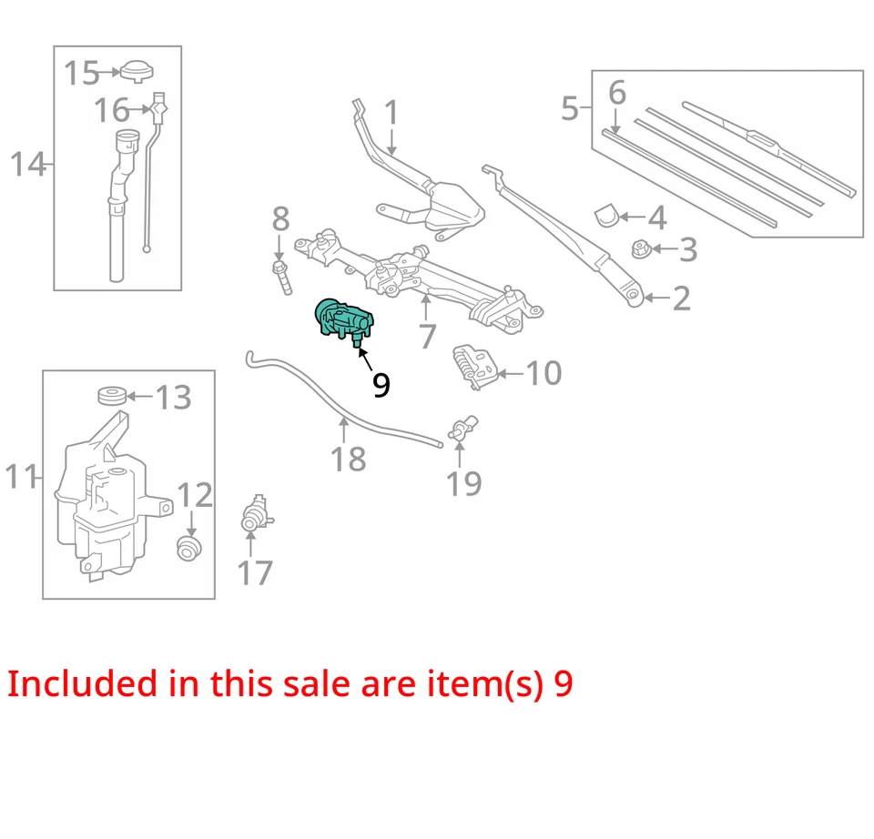 2014 Toyota Prius Front Windshield Wiper Motor OEM 133K Miles - LKQ397765445 - Image 3 of 4