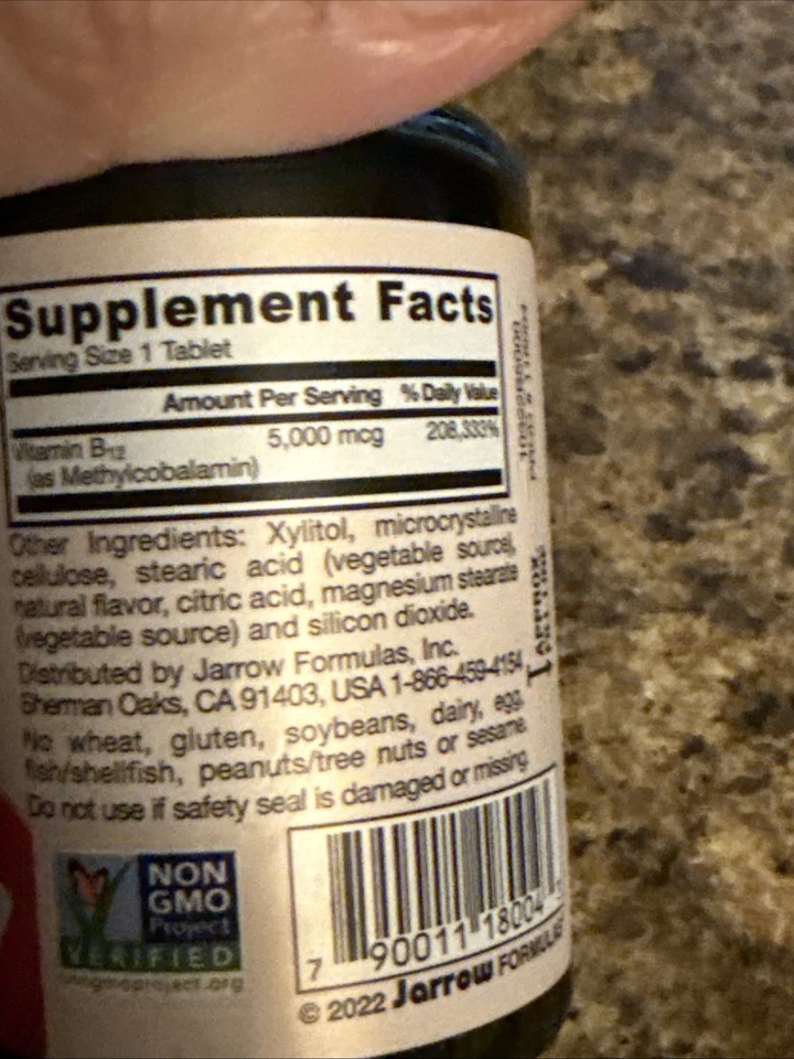 Jarrow Formulas Methyl B-12 5000MCG - 60 Comprimidos Masticables, Cereza 12/25 Foto 2 de 3