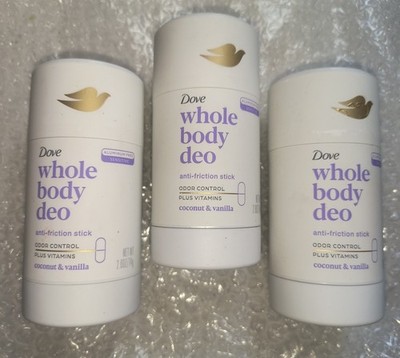 Dove Whole Body Deodorant Stick Coconut & Vanilla 2.6 oz - 3 PACK NEW SHIPS FAST