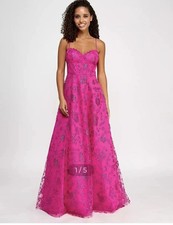 B Darlin Juniors' Floral Glitter Sweetheart Sleeveless Gown - Fuchsia -13/14