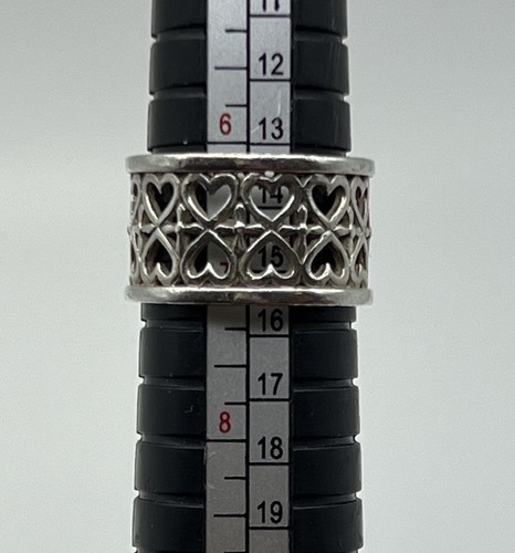 Vintage 24 Hearts Band Ring Sterling Silver 925 Romantic Size 6.5 Love 6.42g - Picture 4 of 12