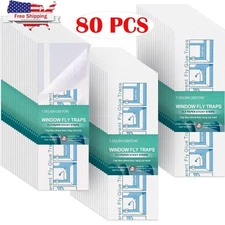 80Pcs Window Fly Traps Indoor Sticky Fruit Fly Catcher Strips Paper for Home