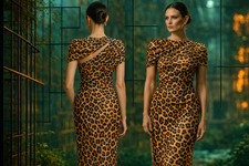 Badgley Mischka Draped Dress Midi sz 0 Cheeta Print Sample Sale Modest $750