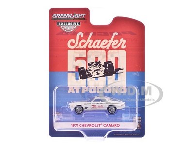 1971 CHEVROLET CAMARO ''POCONO 500 PACE CAR'' WHITE 1/64 MODEL BY GREENLIGHT 30397