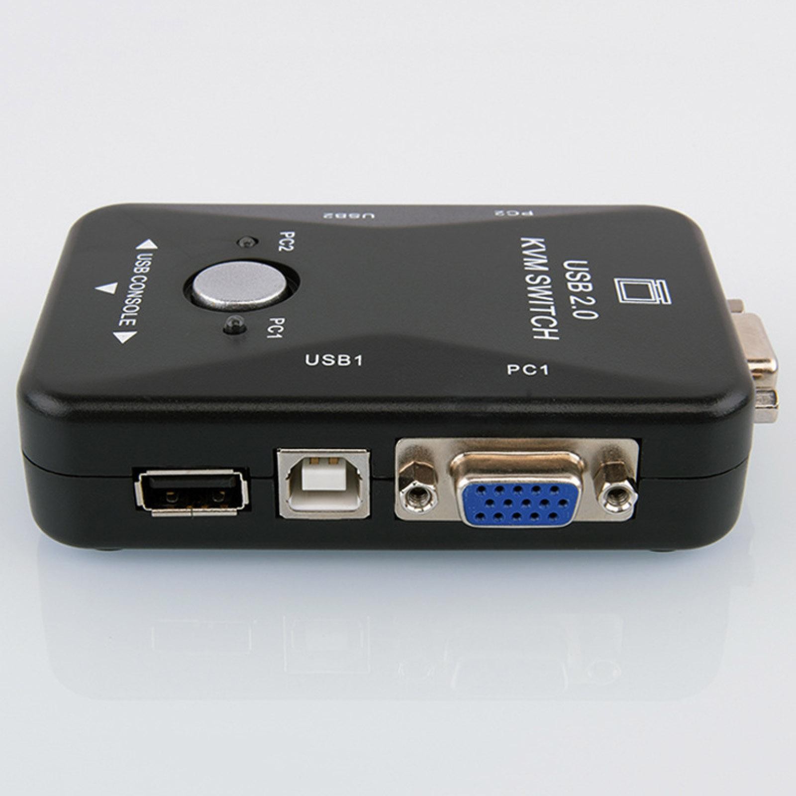 2-Port USB VGA KVM Switch Box For Mouse Keyboard Monitor Sharing 2 Computer PC