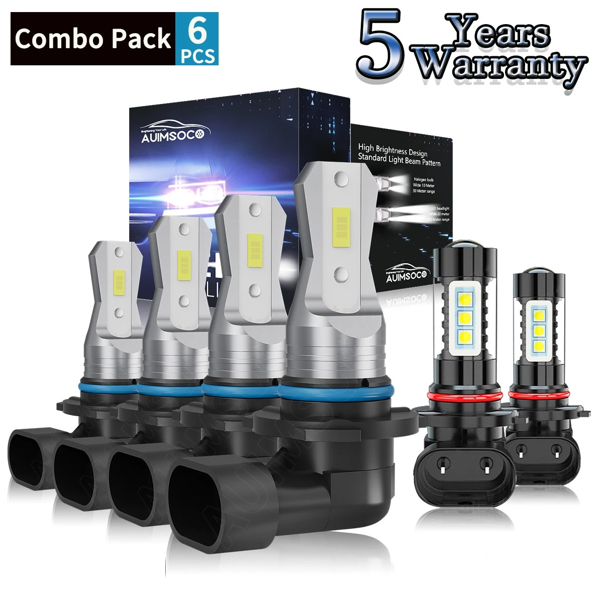 LED Headlight Bulbs Hi/Lo Beam+Fog Light For Chevrolet Silverado 1500 2003-2006
