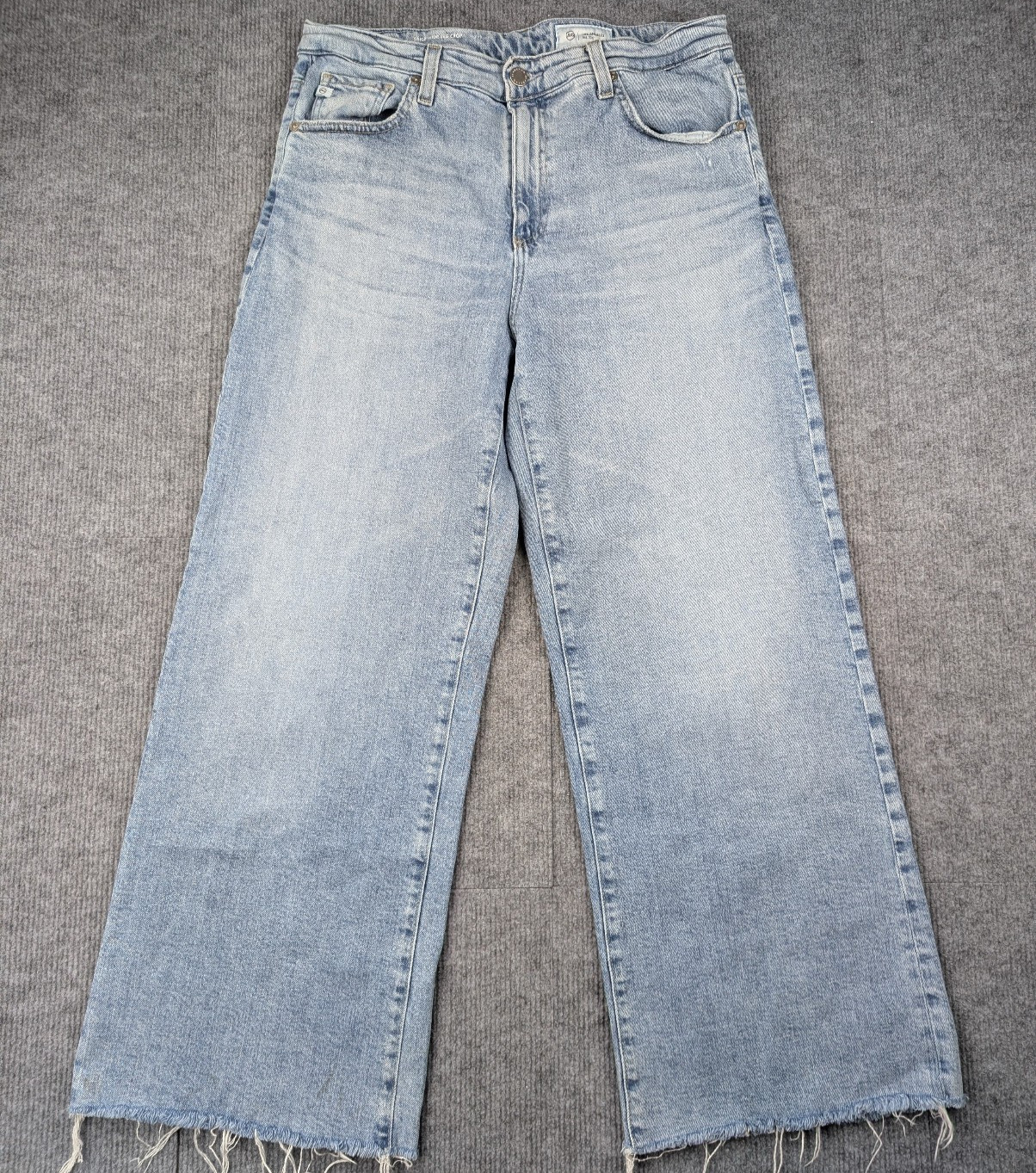 AG Adriano Goldschmied Saige Wide Leg Crop Jeans Womens 30 Light Wash Raw Hem