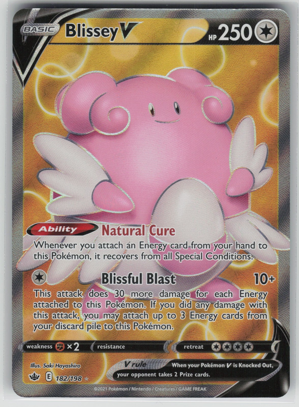 Blissey V Full Art Holo #182/198 Ultra Rare Chilling Reign Pokemon TCG