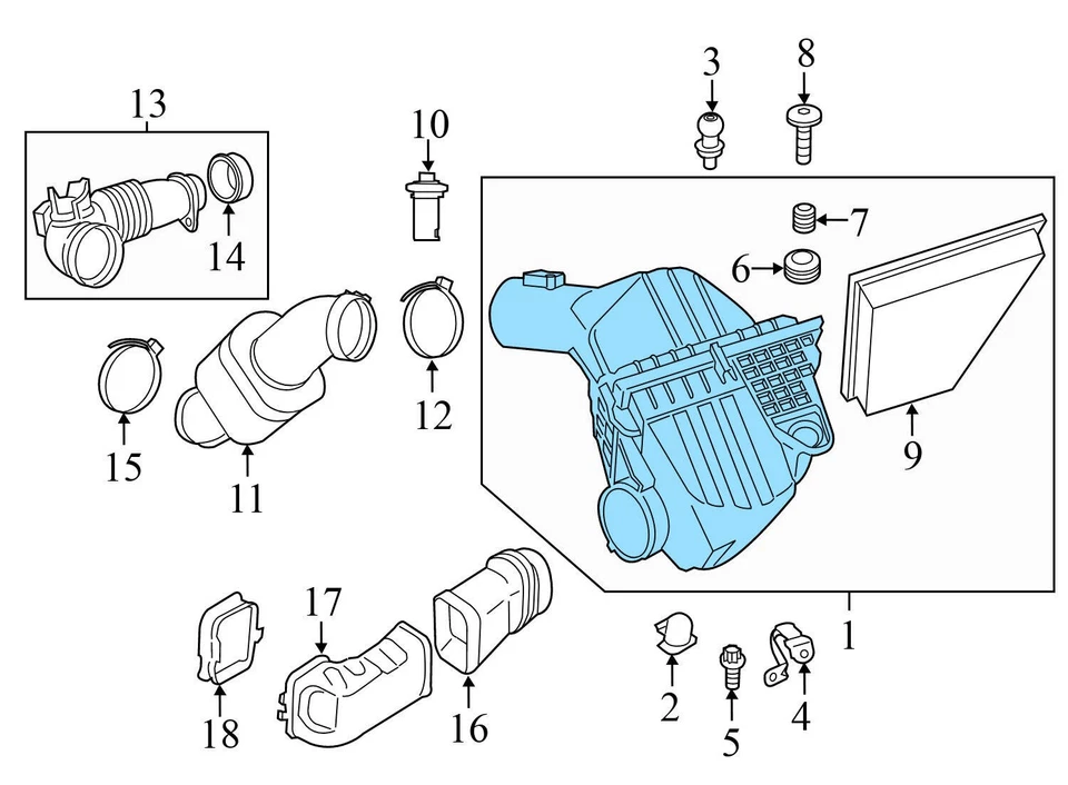 BMW 528I XDRIVE 2012-2016 2,0 L - Caja de filtro de aire del motor/carcasa (inferior) Foto 4 de 4