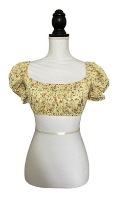 Love + Harmony Floral Yellow Puff Sleeve Top medium