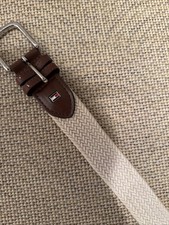 Vtg Tommy Hilfiger Surcingle Belt Size 40 - 42 Beige Leather 90s