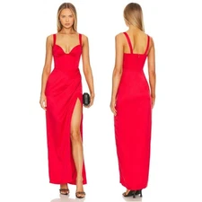 NBD Elodie Gown Maxi Dress Corset Bustier Satin Gala Red Sexy Elegant Classy XXS