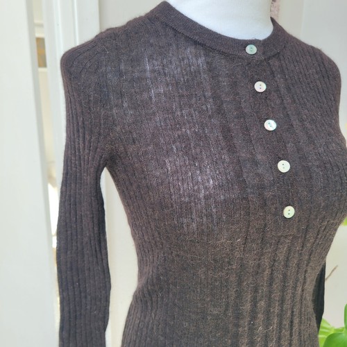 NWT NEW Madewell Sweater XS Asherton Waffle Henley Brown Wool Alpaca Blend Fall - Picture 3 of 8