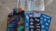 Dual Tip Temporary Tattoo Pens for Skin 10 Color Marker Set NEW