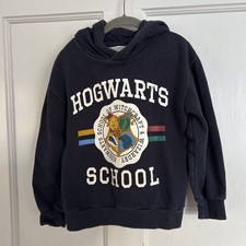 H M Kids Harry Potter Hogwarts Crest Pullover Hoodie Dark Blue
