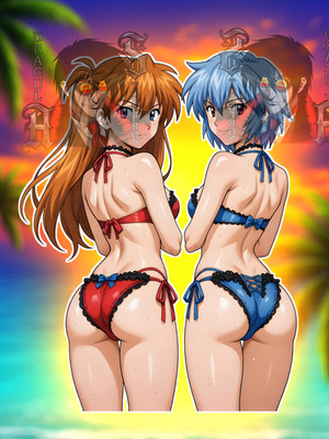 Adult Waifu Neon Genesis Evangelion Soryu Langley Asuka X Rei 6'' Vinyl Sticker