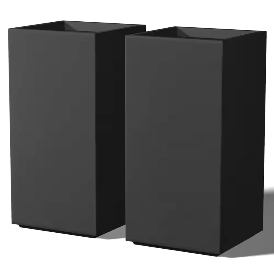 Moderno 24,5 pulgadas. Plano de cemento alto grande alto cuadrado cónico negro carbón exterior Foto 2 de 4