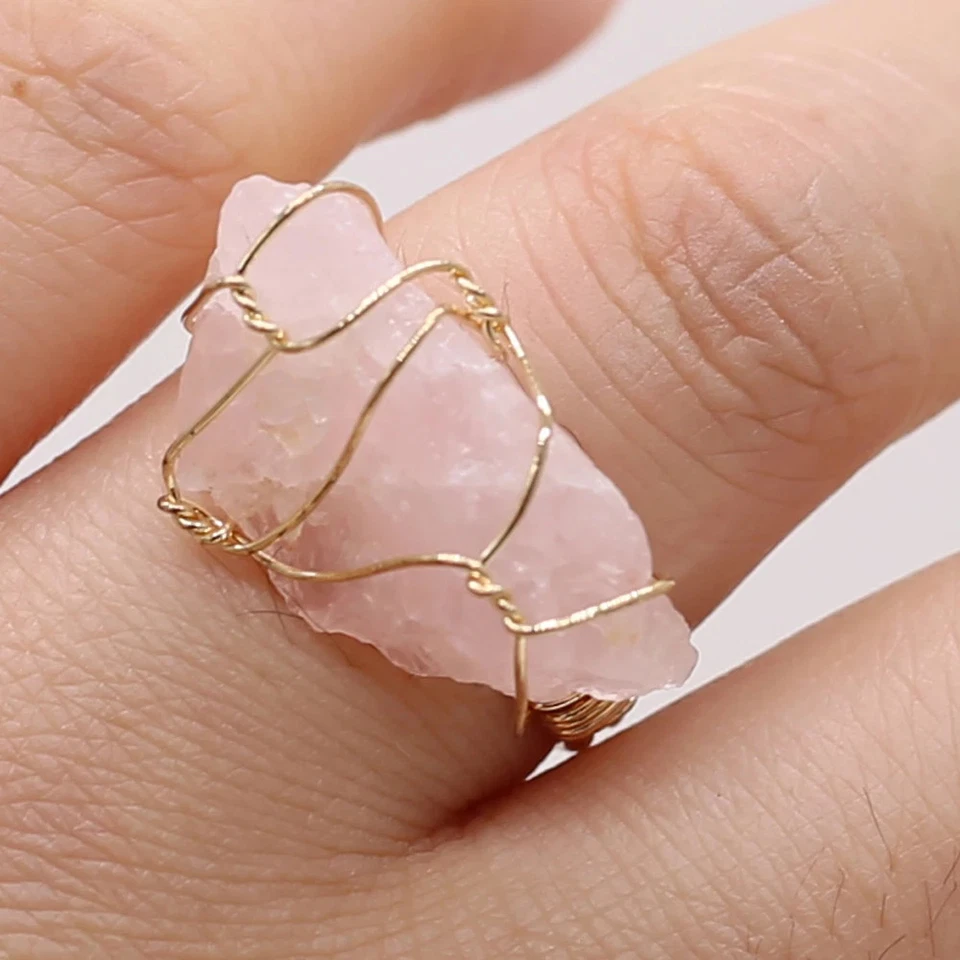 Anillos de ágata druzy abiertos dorados ajustables piedra natural 15-22 mm boho boda fiesta Foto 3 de 4