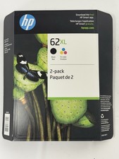 Genuine HP 62XL 2-PACK Black  Tri-Color Ink Cartridges - EXP 9/2026 F6U02BN