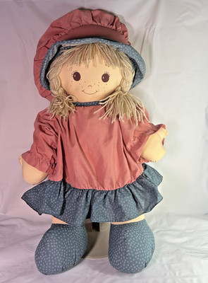 Dan Dee Cloth Rag Doll Jumbo XL 30'' Pillow Plush with Yarn Hair HTF Vintage 90s