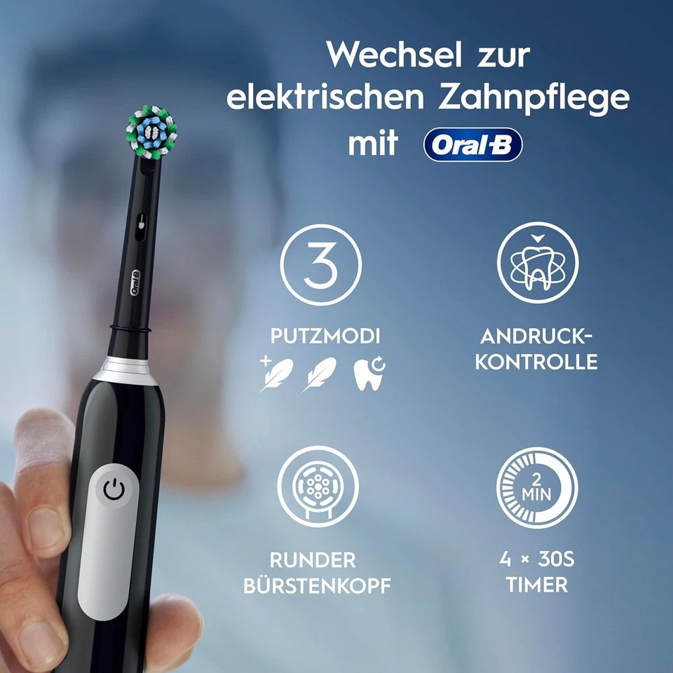 Oral-B Elektrische Zahnbürste Pro 1 Black/Pink mit 2. Handstück, 3 Putzprogramme - Bild 3 von 4