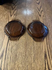 Brown Glass Casserole Tab Handle Lid 4.5” inside Diameter Unmarked Set Of 2