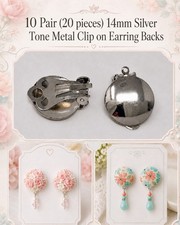 10 pair Silver Tone Clip on Earring Craft Findings Backs Backings 14mm Round Pad