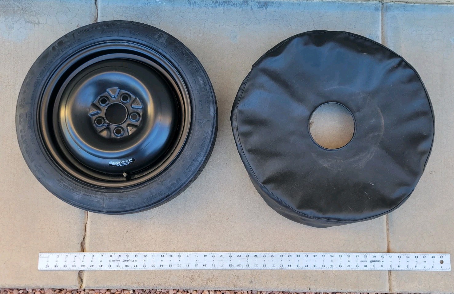 Orginal Michelin 125/70/15 Spare Tire Black Cover Chrysler Maserati TC 89 90 91 
