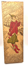 Vintage Flemish Pyrography Box Ice Skater Scene Victorian Style 1920's 30's
