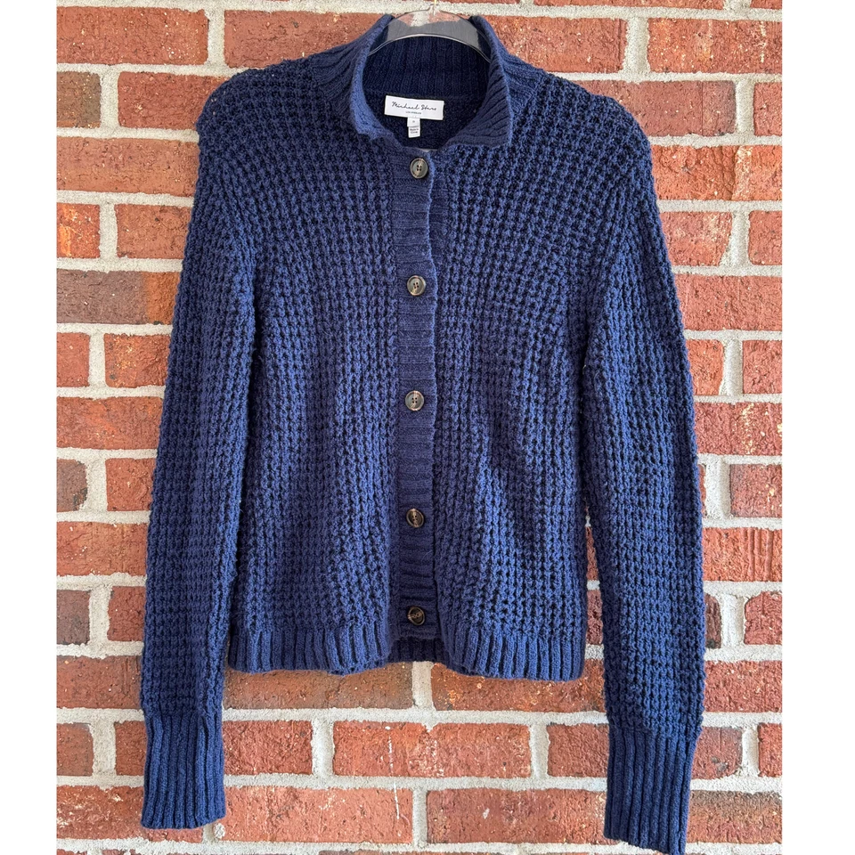 Кардиган Michael Stars свитер женский маленький темно-синий коренастый вязаный на пуговицах - Изображение 3 из 4