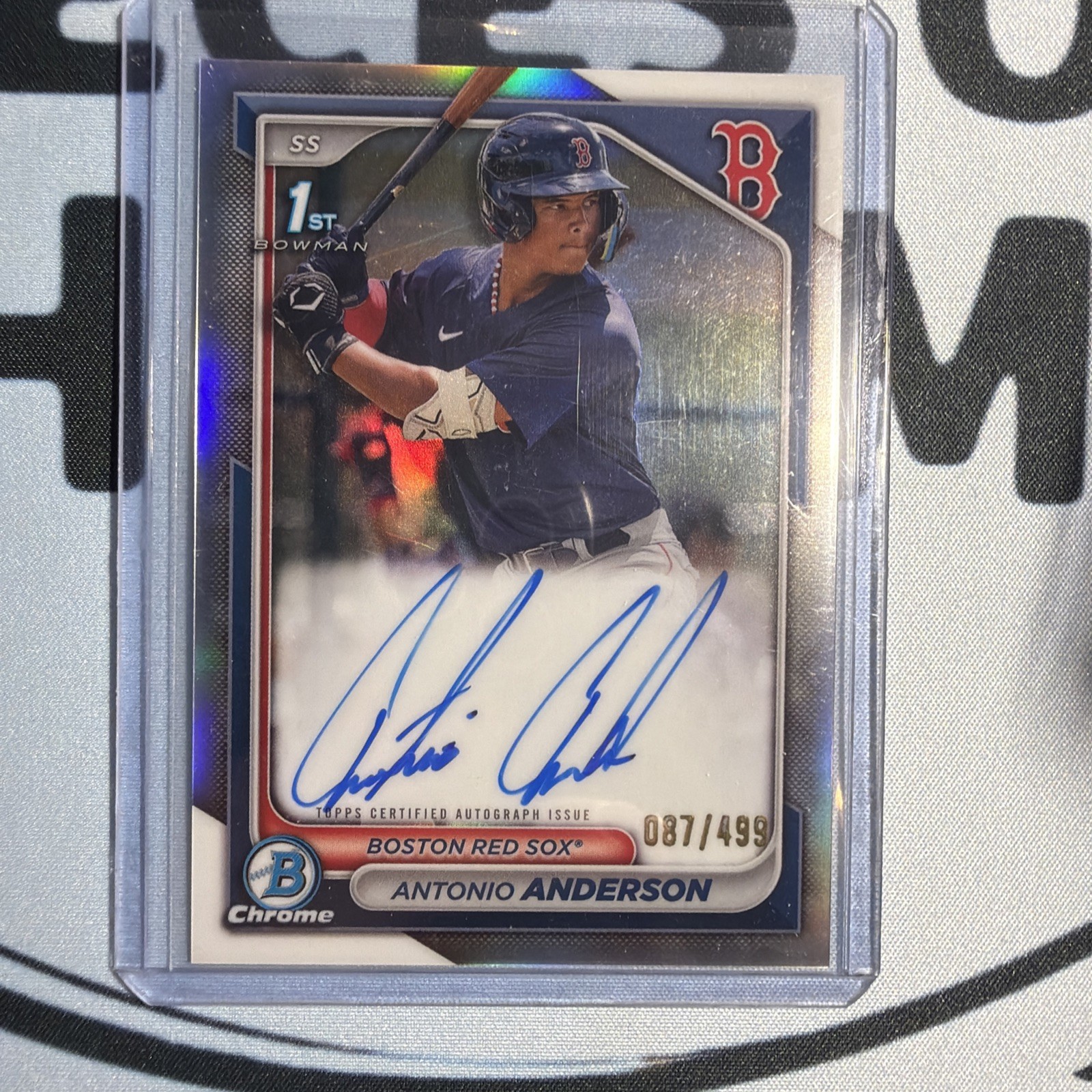 2024 Bowman Chrome Prospect Refractor /499 Antonio Anderson Auto Red Sox Qty Ava view 2
