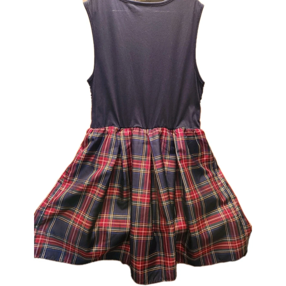 Vestido de vacaciones para niñas lentejuelas a cuadros ajuste y acampanado azul 16 Navidad festivo preppy Foto 3 de 4