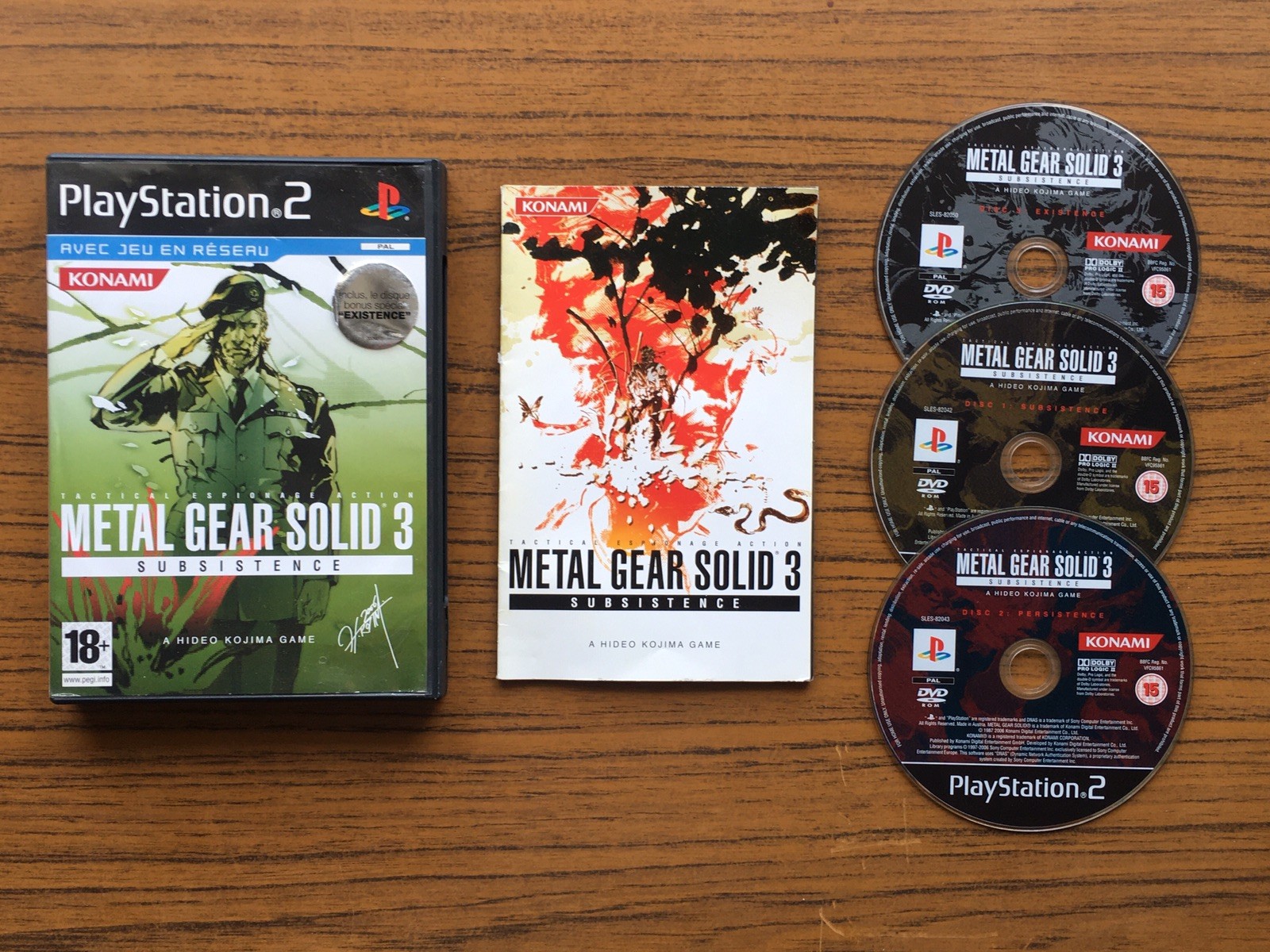 METAL GEAR SOLID 3 SUBSISTENCE Playstation 2 PS2 - PAL FR Complet 3 DVD BIG BOX