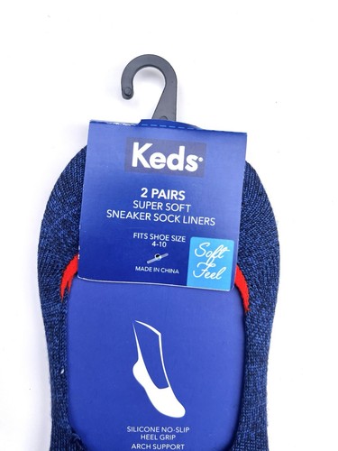 Keds Womens No Show Liner Socks Shoe Navy 2 Pair Size 4-10 - Picture 2 of 4