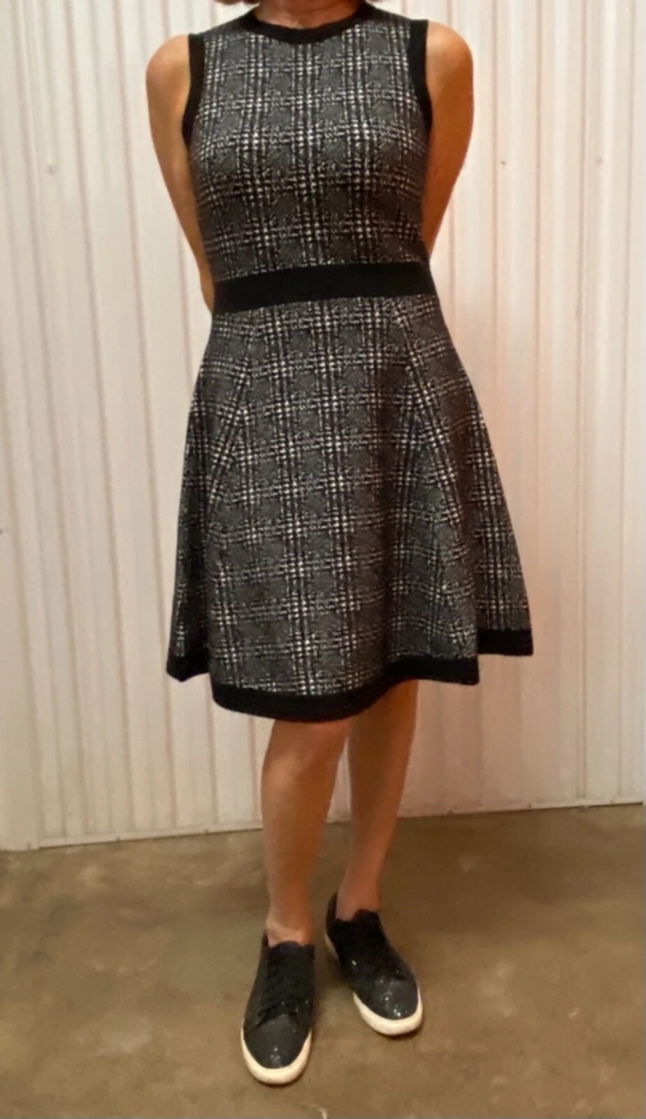 Abito completo KATE SPADE nero bianco maglia slvles skater mod west nuovo sm SC091