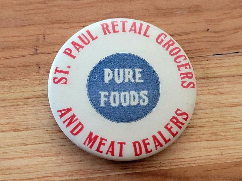 Antique St. Paul Retail Grocers & Meat Dealers Button Minnesota ~ Western Badge