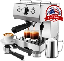 Maquina De Cafe Expresso y Cappuccino Con Espumador De Leche Para Casa 15Bar NEW