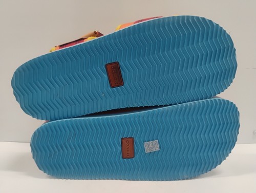 COACH Trail Webbed Straps Leather Trim Womens Sz 11B Platform Multicolor Sandals - Picture 13 of 21