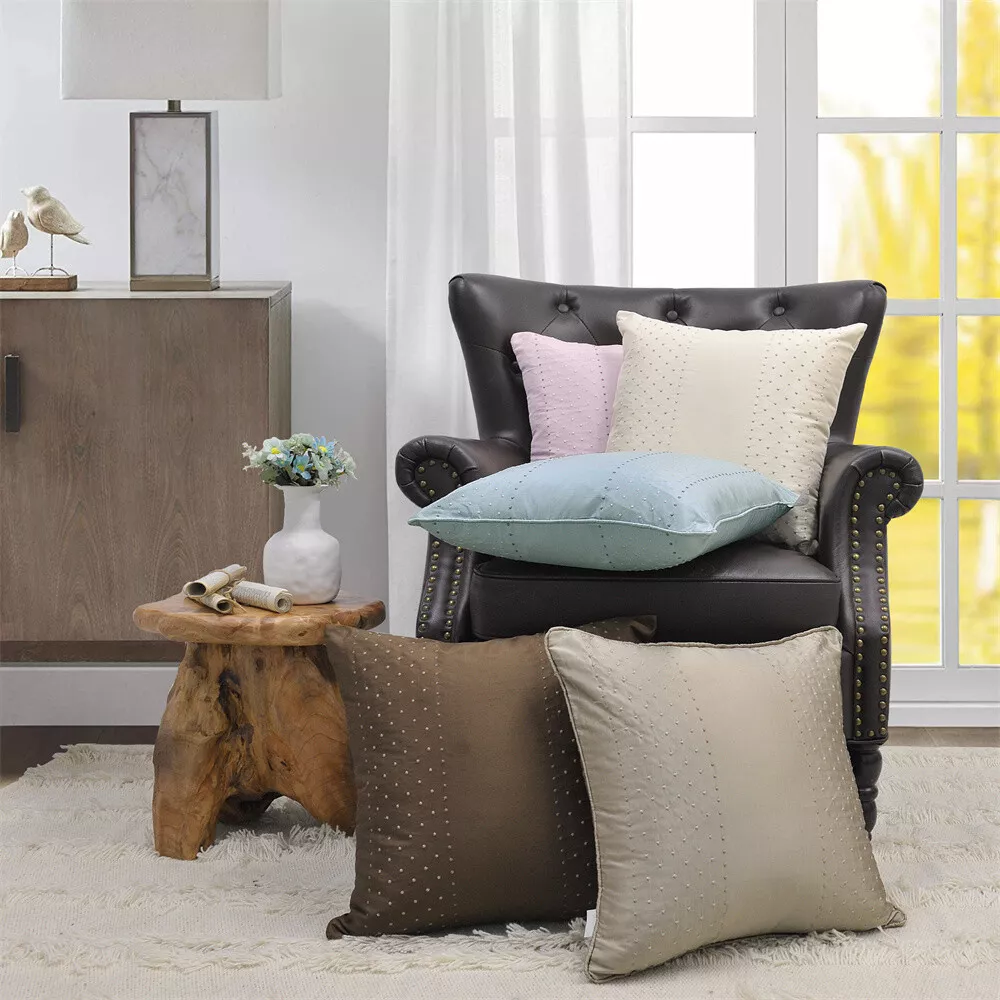2x Marquesa Satin Silk Throw Pillow Cover Circile Embroidery