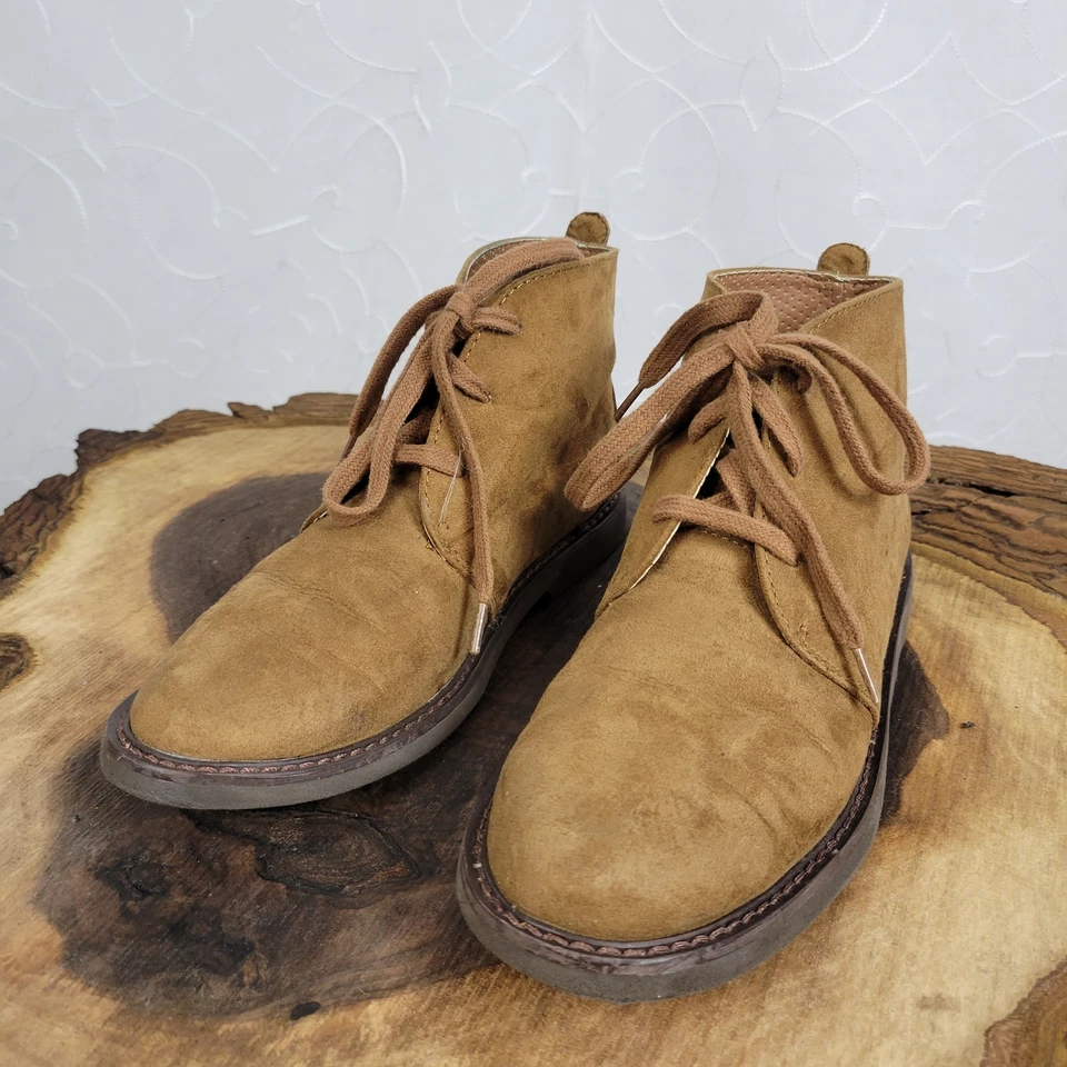 Cole Haan Niños Botines Talla 2 Marrón Gamuza Con Cordones Punta Almendra Zapatos Chukka Foto 3 de 4