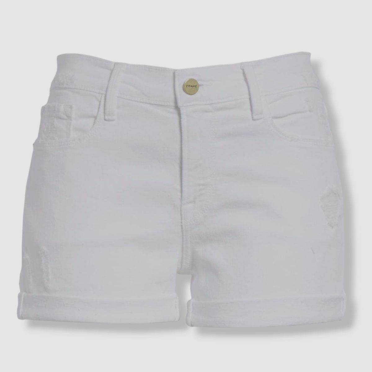 ★★ ★★ Straight fit white denim shorts T22F1 8-22-