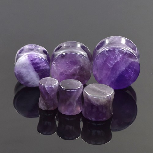 Natural Stone Ear Plugs Ear Gauges Double Flares Flesh Tunnels Saddle Plug-PAIR - Picture 31 of 39