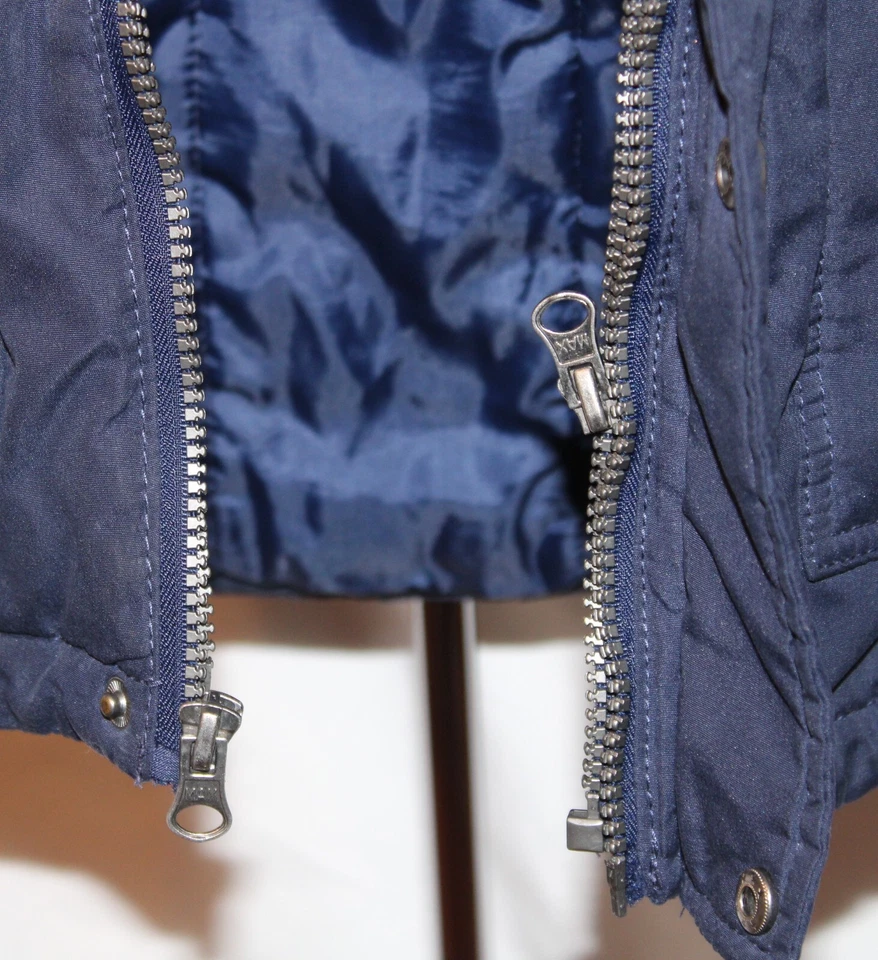 Carter's Navy Blue Coat Child Size L 7 Hood Red Plaid Lined Zip Snap Pockets - Image 4 of 4