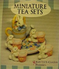 TEA SET by C F Miniature GARDEN BUNNIES Set 7 Pieces