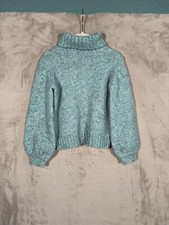 Janie And Jack Knit Sweater Kids Size 5 Green Turtle Neck Relaxed Fit